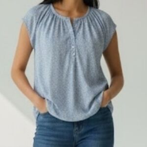 Bit & Bridle Light Blue Patterned Blouse